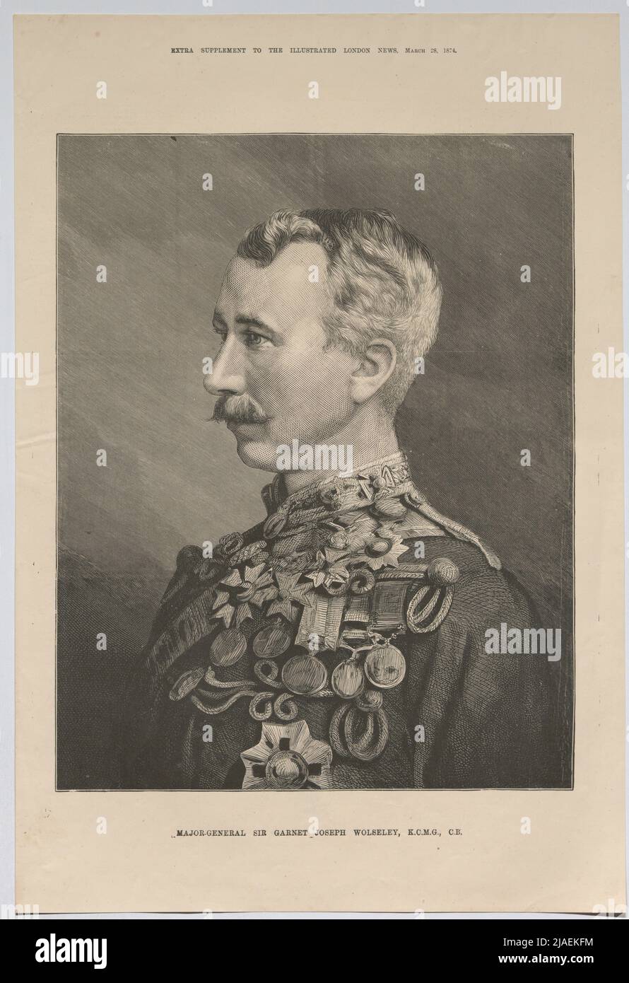GENERALMAJOR SIR GARNETT JOSEPH WOLSELEY, K.C.M.G., C.B.'. Der britische Feldmarschall Garnett Joseph Wolseley (aus 'Extra Supplement to the Illustrated London News'). Unbekannt Stockfoto