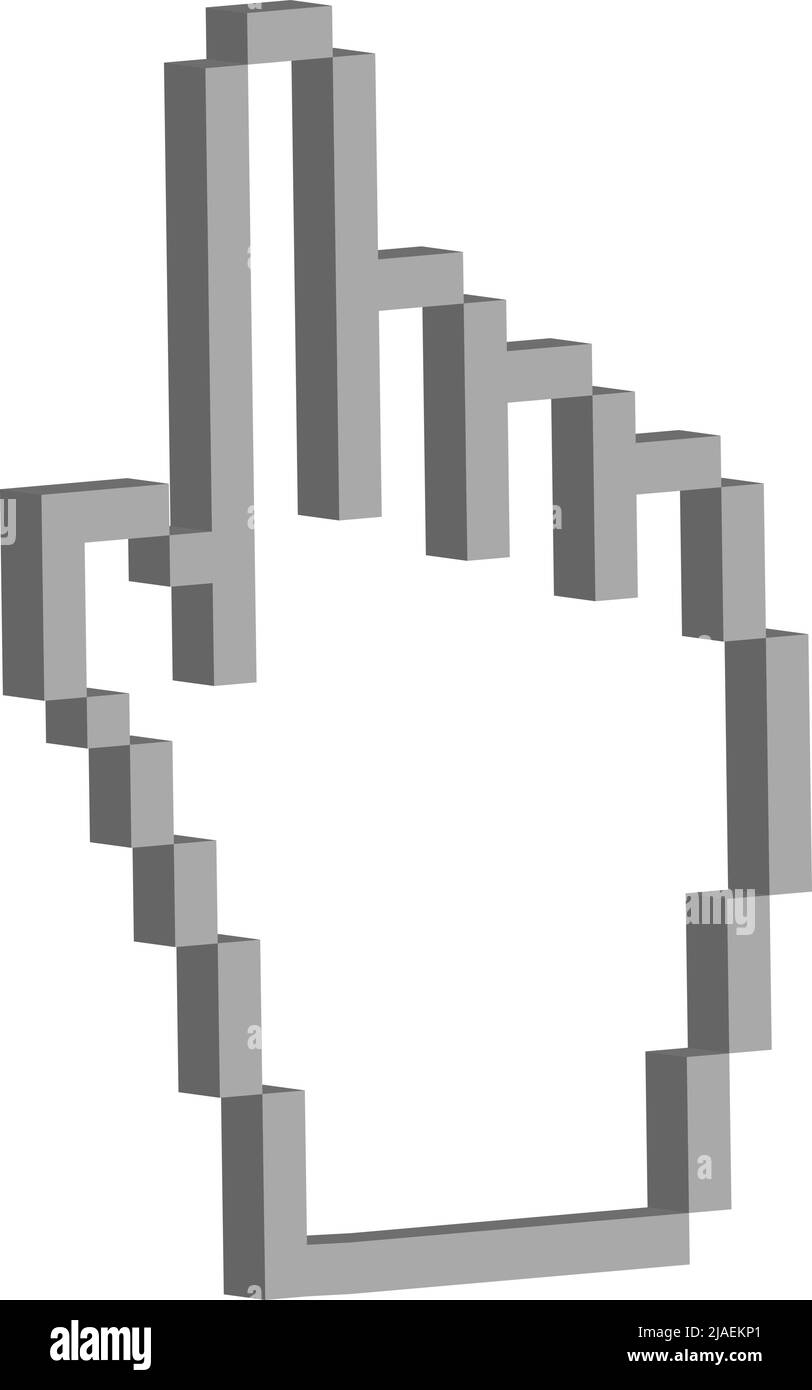 Zeigefinger Hand Cursor aus 3D Würfel, Fingerzeiger Stock Vektor