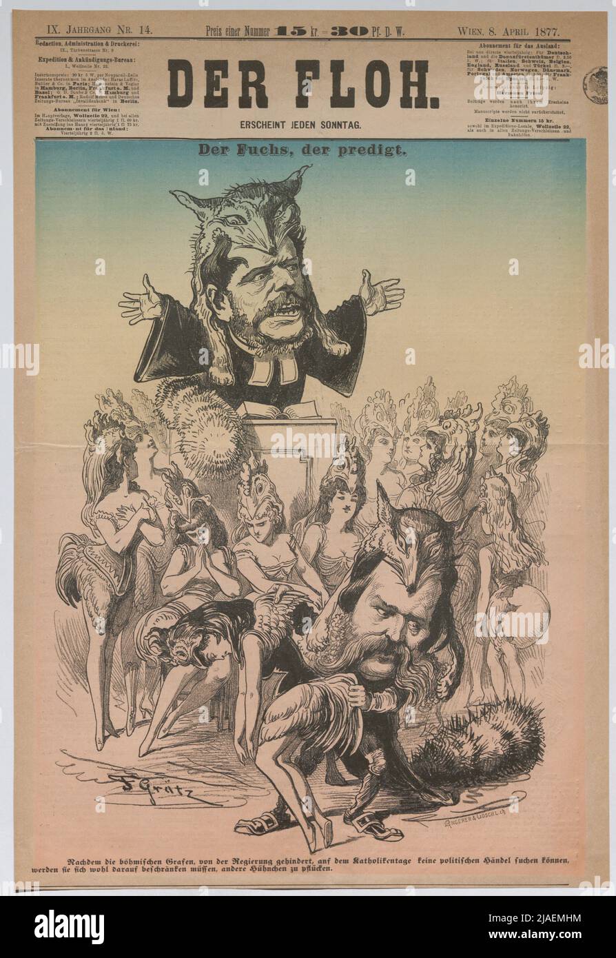 Der Fuchs, die Predigt. „, C. Angerer & Göschl, Druckerei Stockfoto