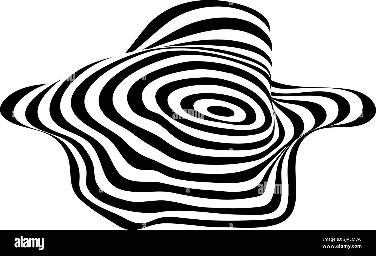 Abstrakte schwarz-weiße Streifenform. Verflüssigen der Wellenform. Stock Vektor
