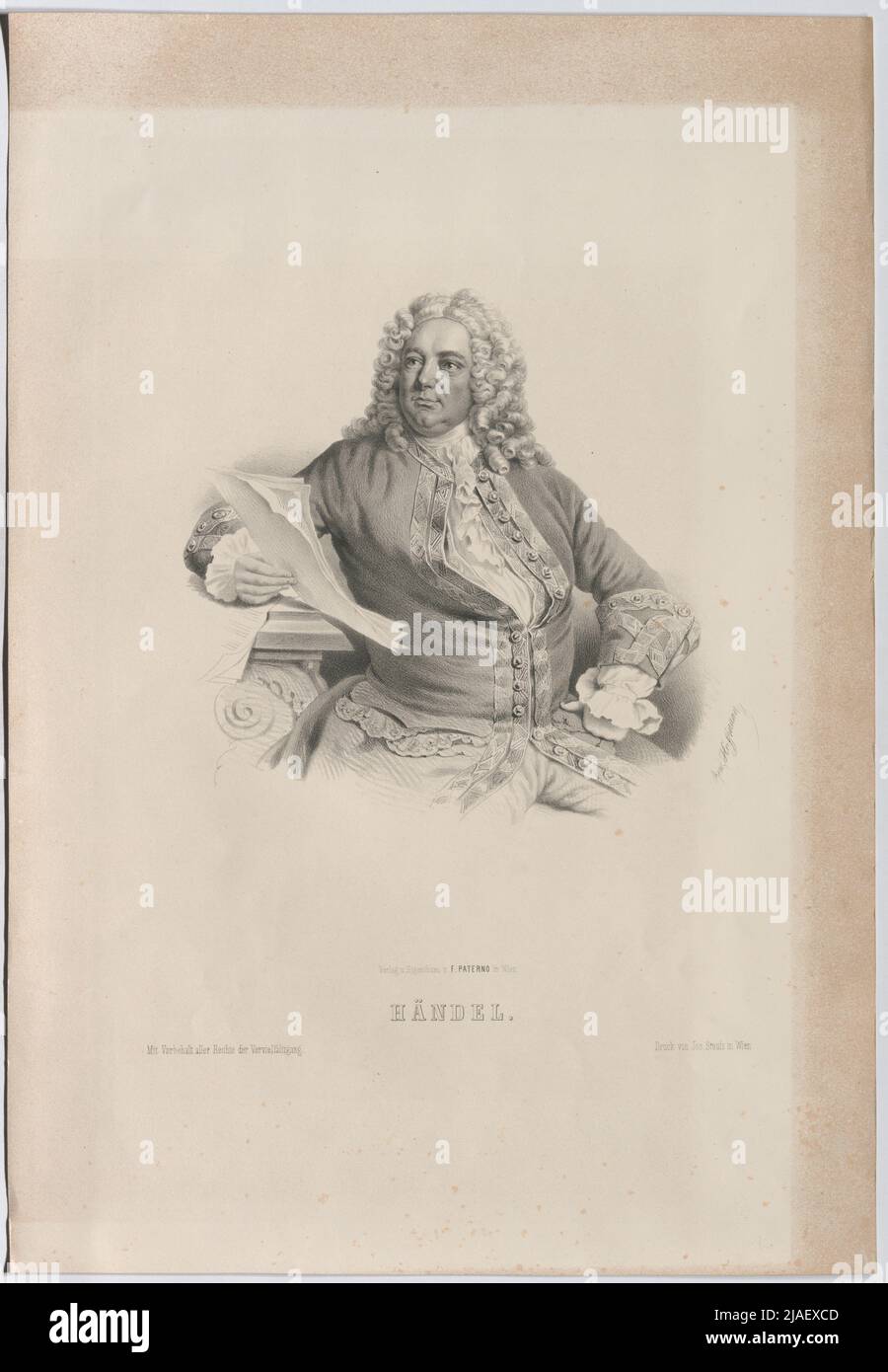 Händel '. Georg Friedrich Händel. Rudolf Hoffmann, Lithograph, Joseph Stoufs, Drucker Stockfoto