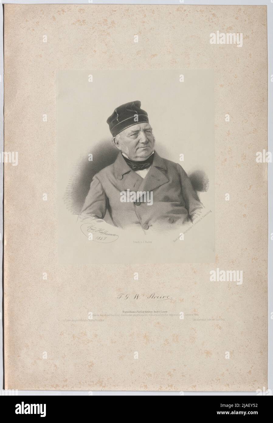 F. G. W. STRUVE. '. Friedrich Georg Wilhelm Struve, deutscher Astronom. Rudolf Hoffmann, Lithograph, Joh. Haller, Drucker, George André Lenoir (1825-1909), Verlag Stockfoto