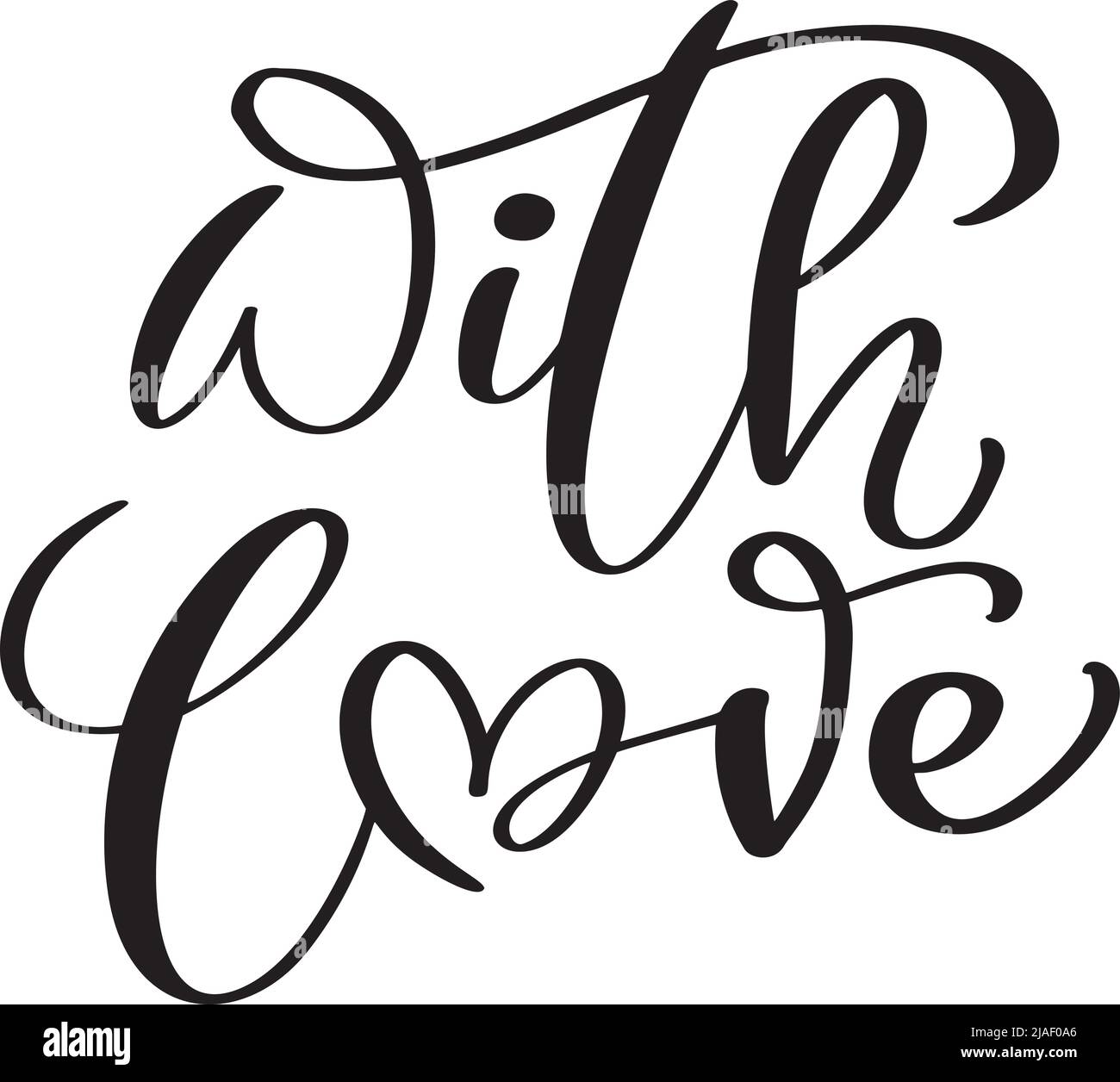 Handgeschriebener Kalligraphie-Schriftzug Text mit Love for Happy Valentines Tageskarte, romantisches Zitat für Design-Grußkarten, Urlaubsflyer, Foto Stock Vektor