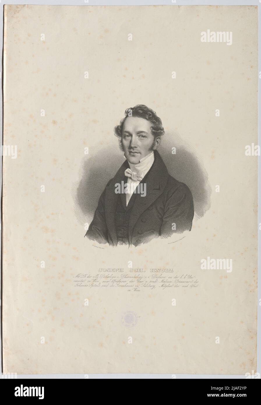 Joseph Joh. Knolz M. D. die allgemeine Pathologie und Pharmakologie oder Ö. Professor an der k. k. Universität Wien, emer. Professor für Theor. (...) '. Joseph Johann Knolz (Knolc, Knotz), Dr. der allgemeinen Pathologie und Pharmakologie, o. The Theor. Und Praktische Medizin, Hauptarzt des Johanns-Krankenhauses usw. Josef Kriehuber (1800-1876), Lithograph Stockfoto