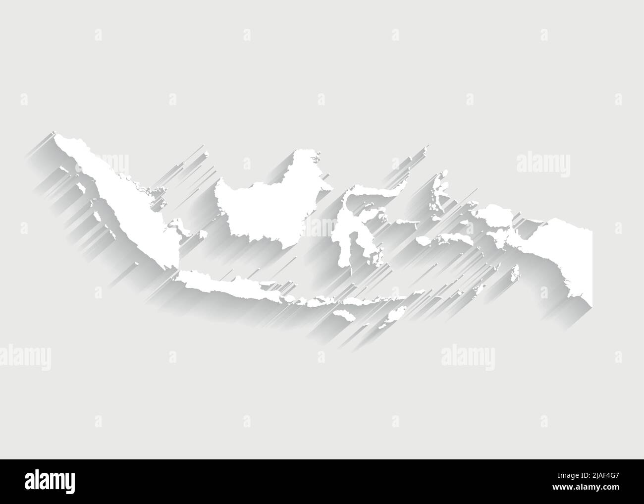 Weiße Indonesien-Karte auf grauem Hintergrund, Vektor, Illustration, eps 10-Datei Stock Vektor