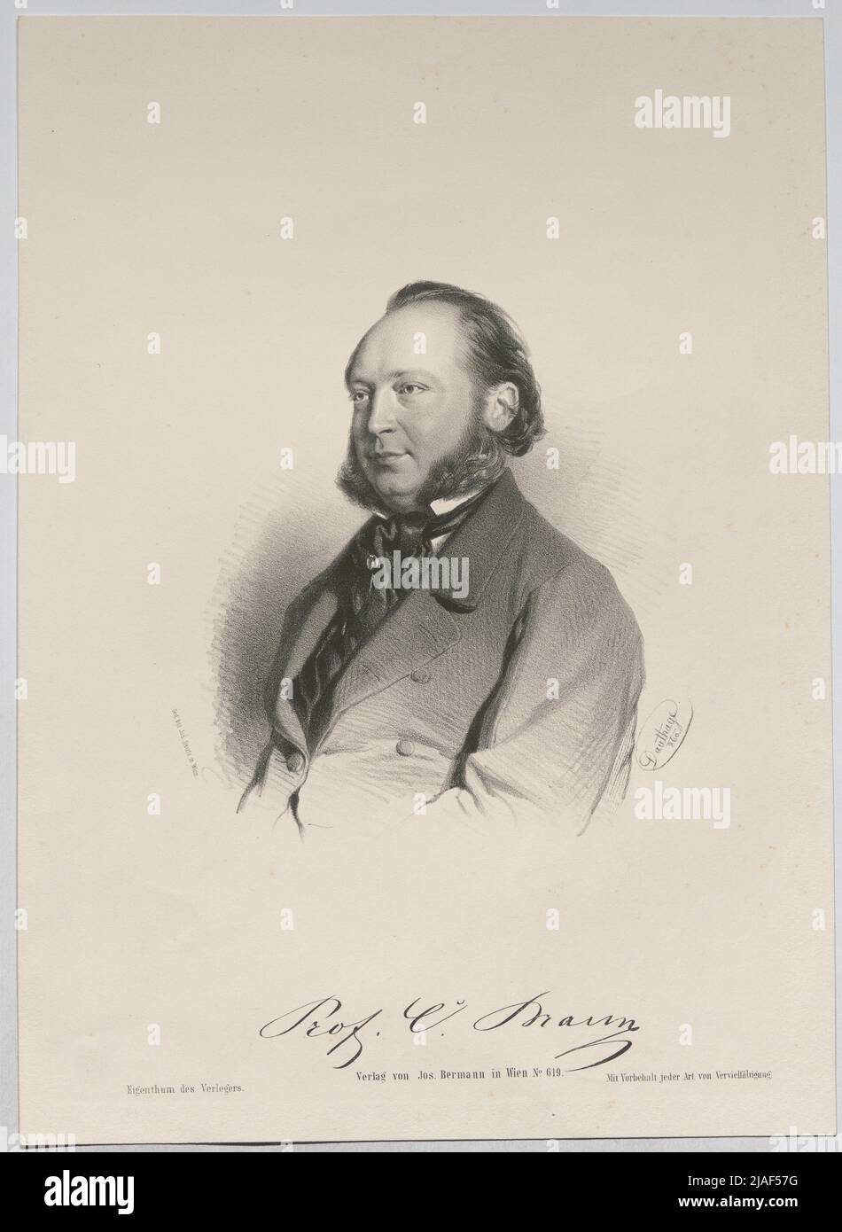 Professor Braun. Adolf Dauthage (1825-1883), Lithograph, Josef Bermann (1810-1886), Verleger, Joseph Stoufs, Drucker Stockfoto