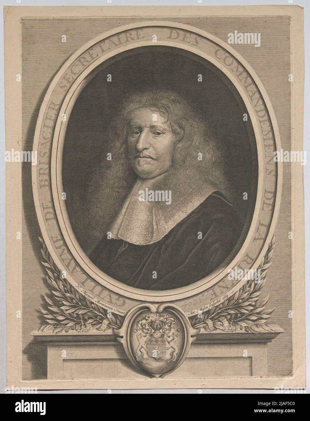 Guillaume de Brisacier Sekretär des Reyne-Kommandos. 1664 '. Guillaume de Brisacier. Antoine Masson (1636 – 1700), Kupferstecher, nach: Nicolas Mignard (1606 – 1668), Künstler Stockfoto