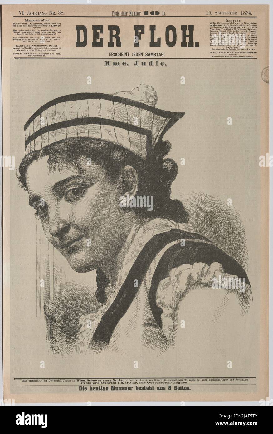 Frau Judic. '. Die französische Sopranistin Anna Judic (Titelseite von „der Floh“). Unbekannt Stockfoto