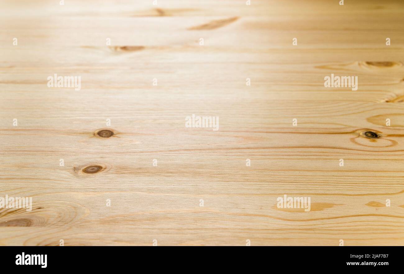 Neues Holz Schreibtisch Hintergrund Foto mit selektiven weichen Fokus Stockfoto