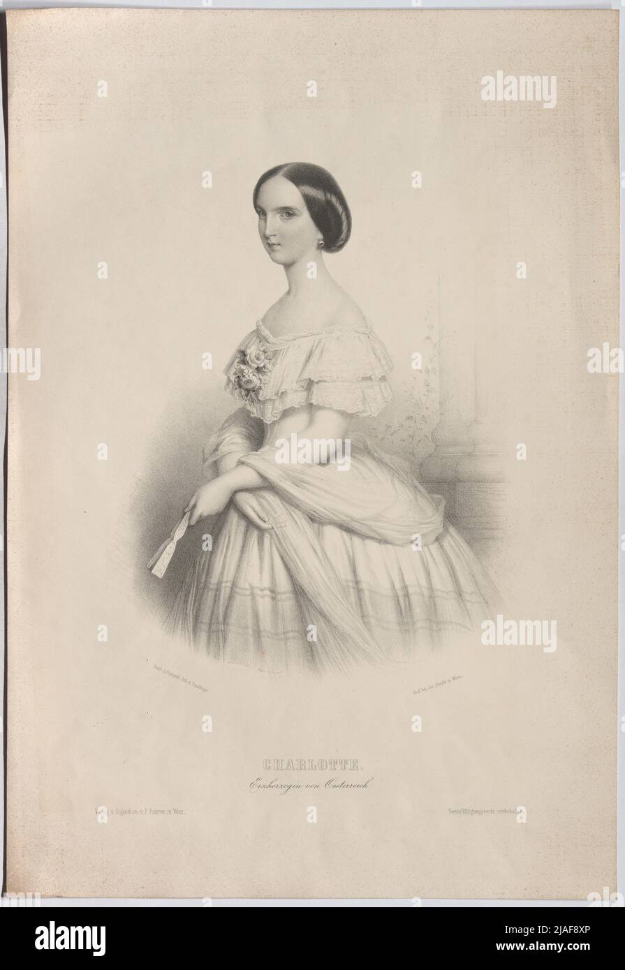 Charlotte. Erzherzogin von Österreich. '. Charlotte von Belgien, Erzherzogin von Österreich, Kaiserin von Mexiko. Adolf Dauthage (1825-1883), Lithographer, Joseph Stoufs, Printer, F. Paterno, Verlagshaus Stockfoto