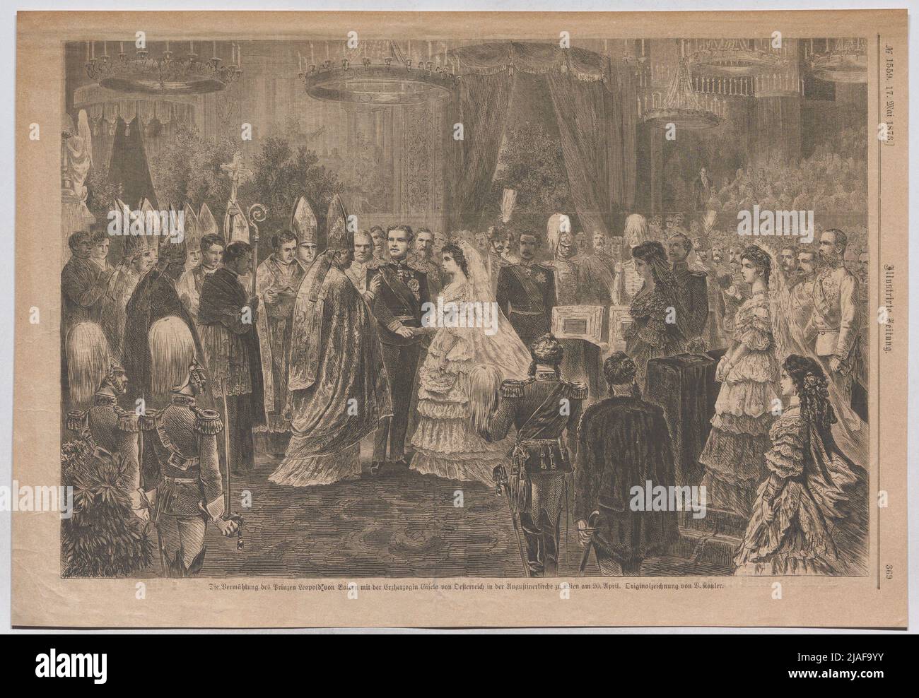 Sie Kais geheiratet zu haben. Hoheit Erzherzogin Gisela mit Prinz Leopold v. Bayern. '. Die Heirat von Prinz Leopold von Bayern mit der Erzherzogin Gisela von Österreich in der Augustinerkirche in Wien am 20. April 1873 (aus 'Illustrirte Zeitung'). Vinzenz Katzler (1823-1882), Künstler Stockfoto Sie Kais geheiratet zu haben. Hoheit Erzherzogin Gisela mit Prinz Leopold v. Bayern. '. Die Heirat von Prinz Leopold von Bayern mit der Erzherzogin Gisela von Österreich in der Augustinerkirche in Wien am 20. April 1873 (aus 'Illustrirte Zeitung'). Vinzenz Katzler (1823-1882), Künstler Stockfoto