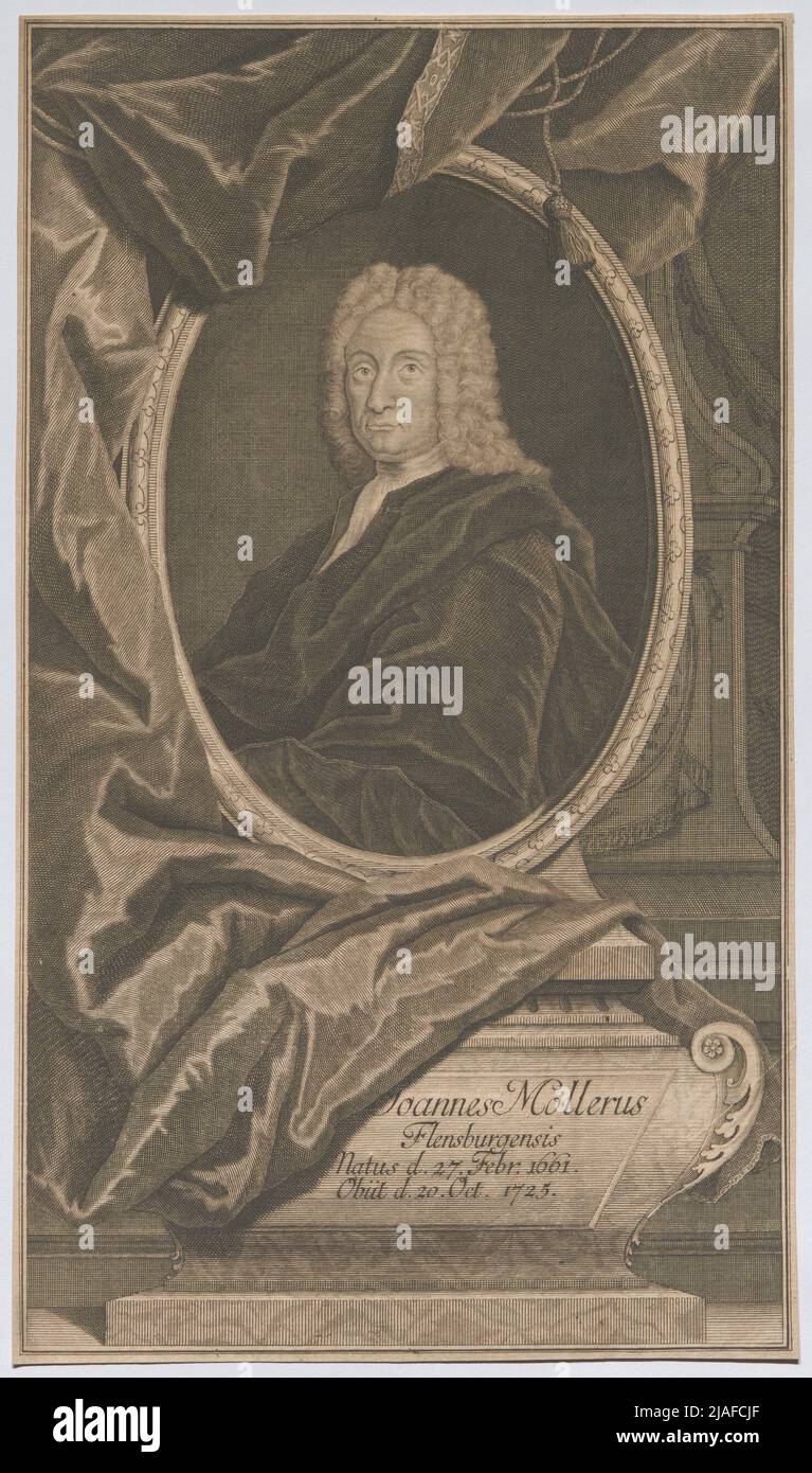 Joannes Mollerus Flensburgensis Natus d. 27. Februar 1661. Obiit d. Okt. 20. 1725. '. Johann Moller, Deutschlehrer, Schriftsteller und Literaturhistoriker. Unbekannt Stockfoto