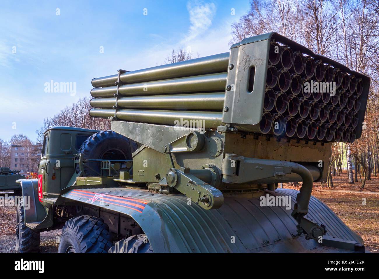 Mehrere Abschussraketen Grad. Sowjetische und russische Raketenabschusssysteme Stockfoto Mehrere Abschussraketen Grad. Sowjetische und russische Raketenabschusssysteme Stockfoto