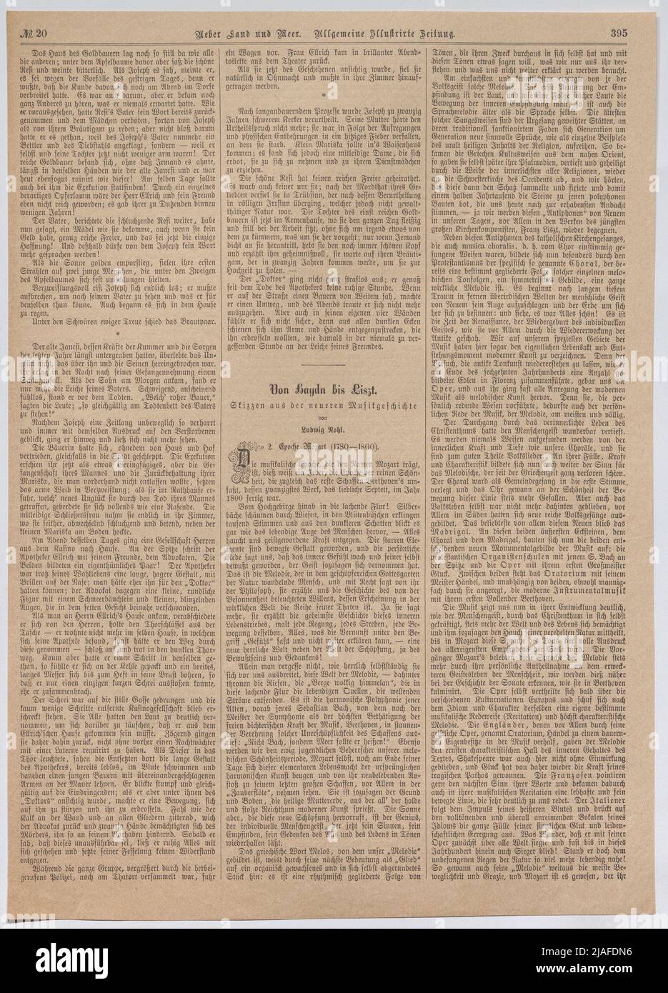 2. Epoche Mozart (1780 - 1800). '. Ludwig Rohl: Zeitungsartikel zur Musikgeschichte, die 'Epoche Mozart' (aus' über Land und Meer. Allgemeine Illustrirte Zeitung. '). Unbekannt Stockfoto