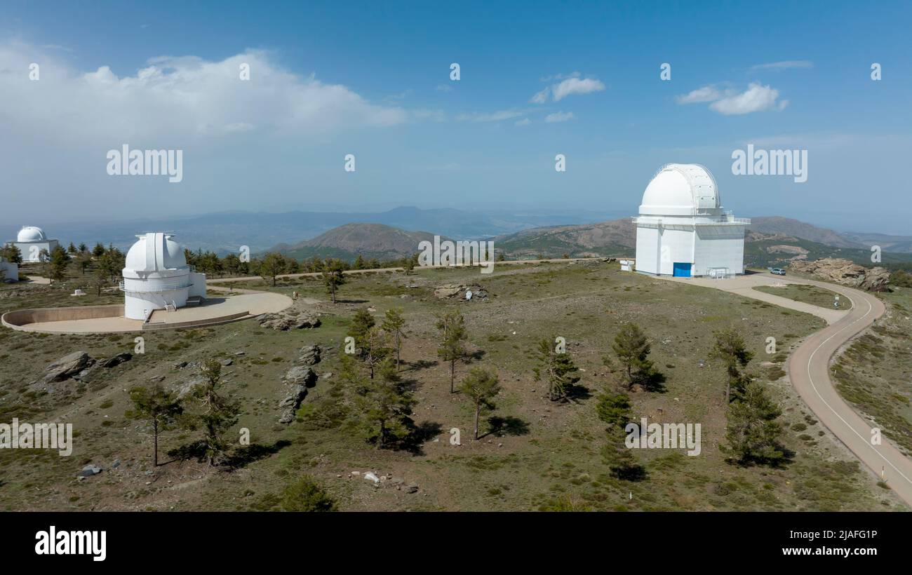 Einrichtungen des Calar Alto Observatoriums in der Provinz Almeria, Spanien. Stockfoto