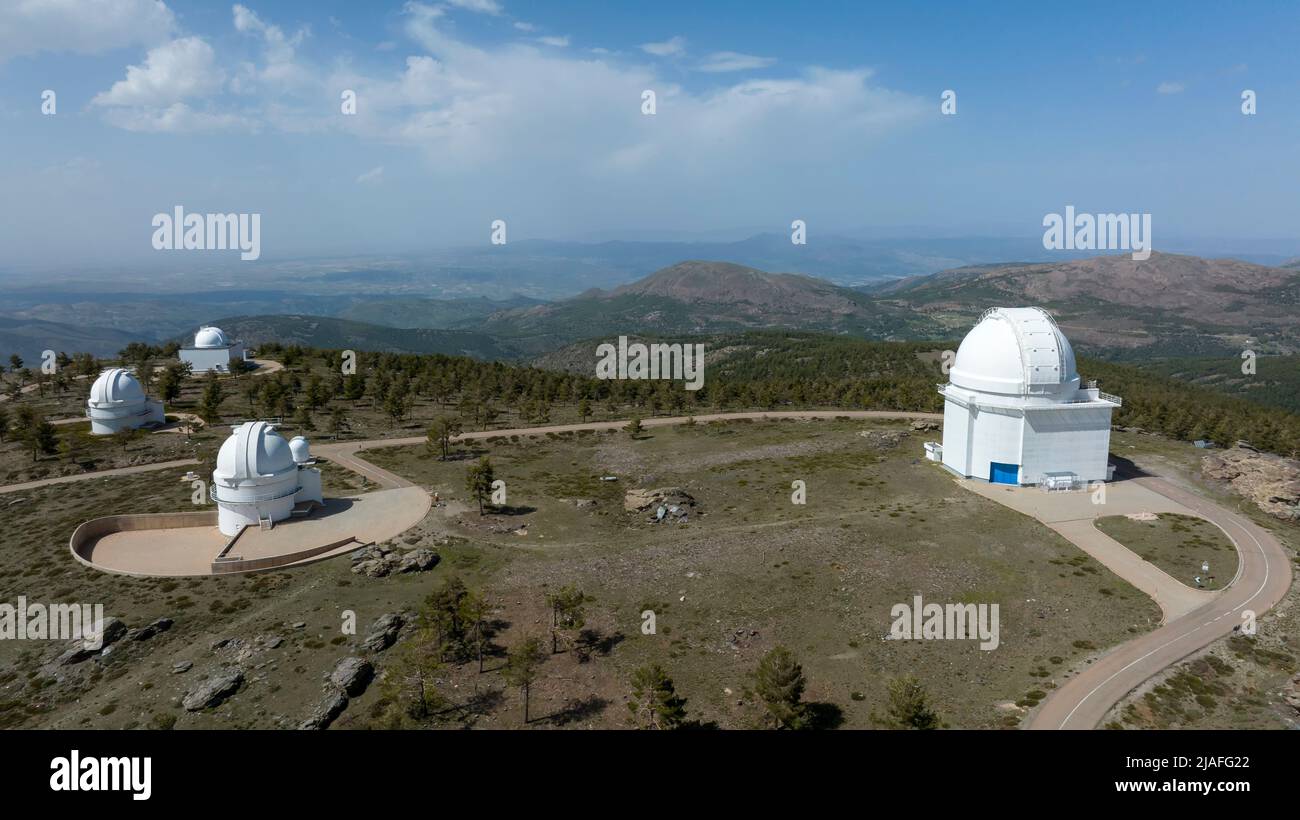 Einrichtungen des Calar Alto Observatoriums in der Provinz Almeria, Spanien. Stockfoto