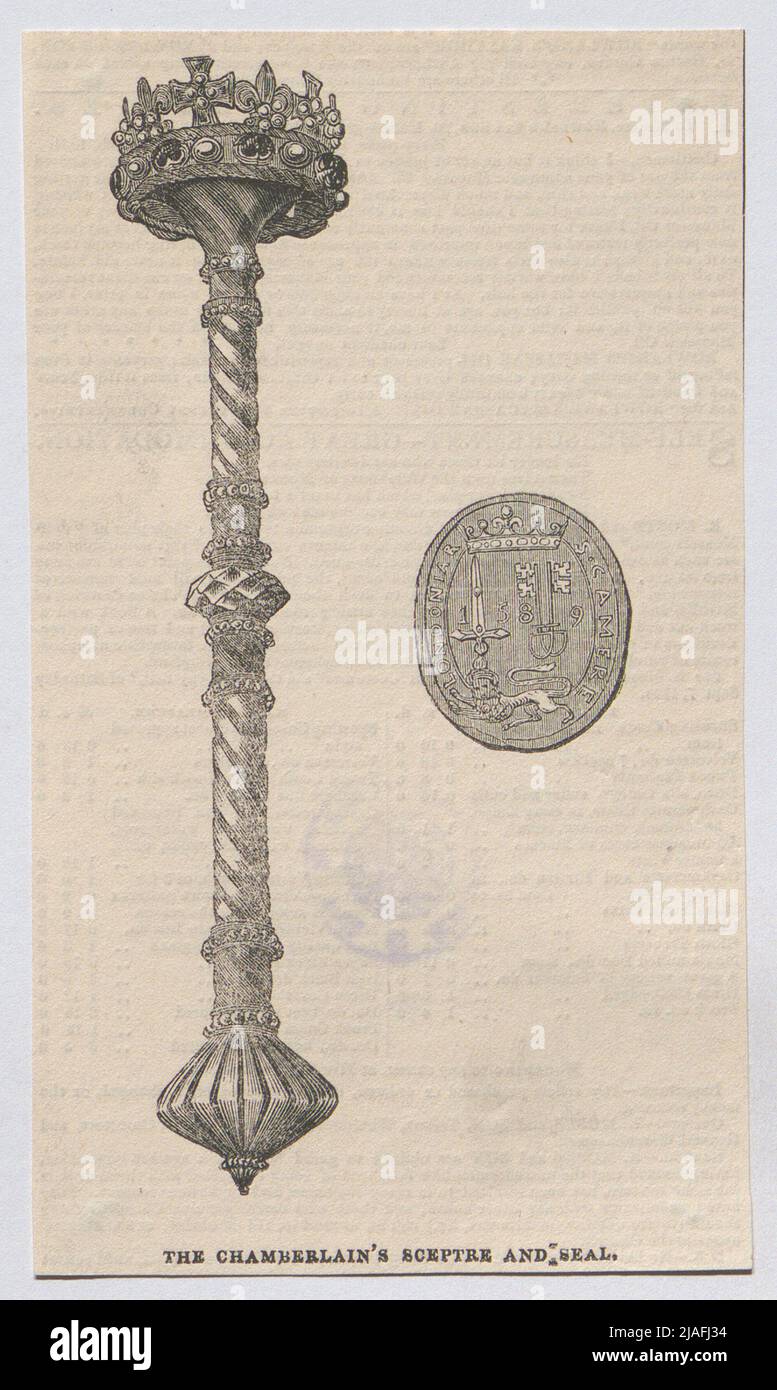 DER KÄMMERER´S ZEPTER UND SIEGEL.'. Chamberlains Zepter und Siegel (aus 'The Illustrated London News'). Unbekannt Stockfoto