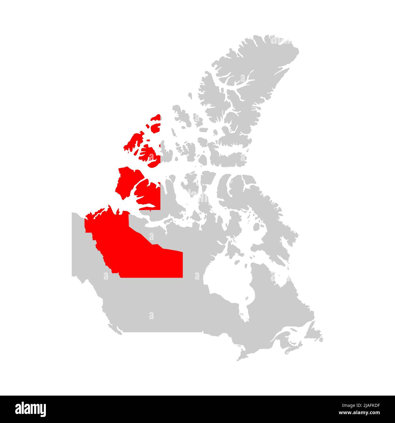 Nordwest-Territorien Highlight auf der Karte von Kanada Stock Vektor