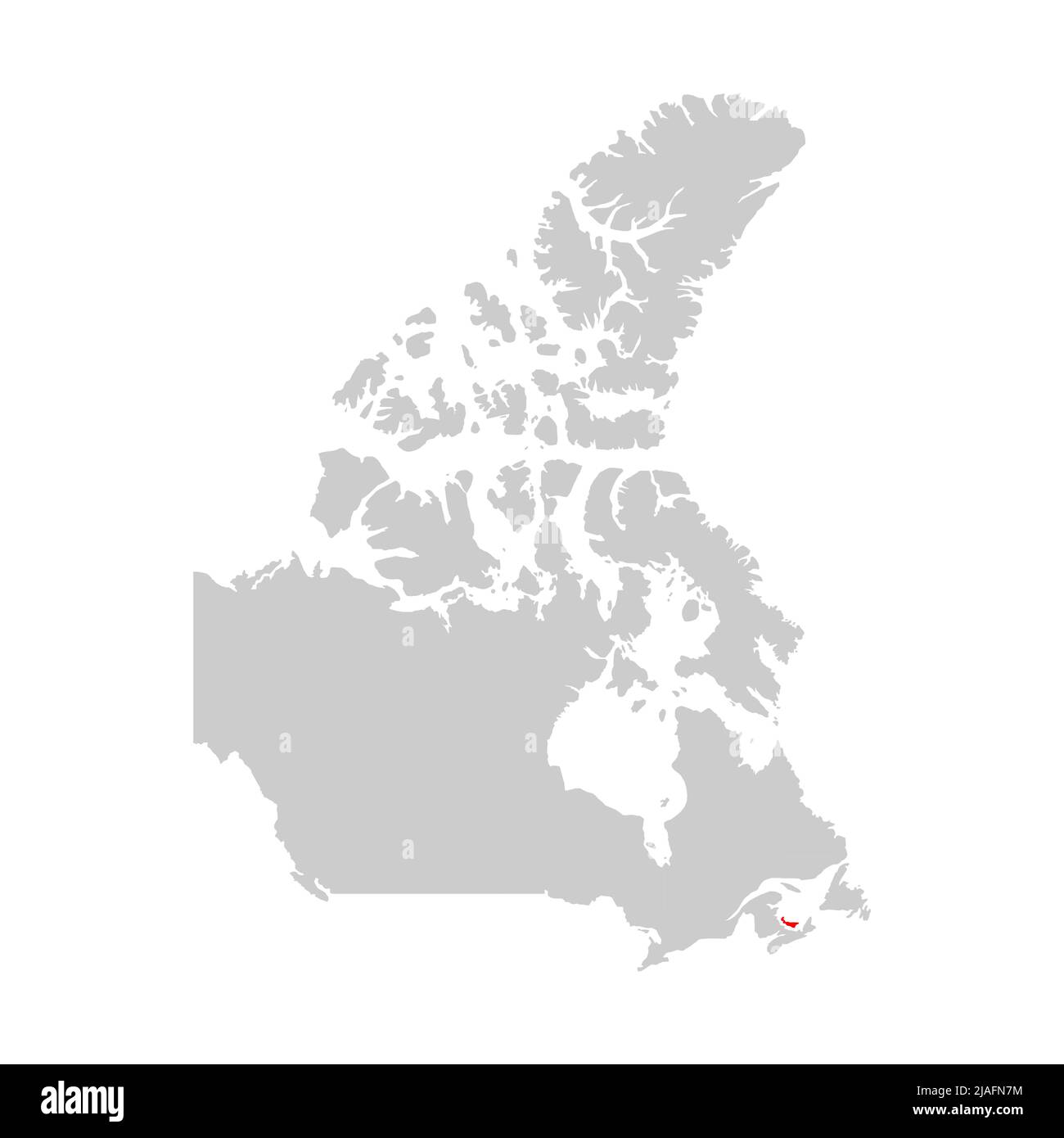 Prince Edward Island auf der Karte von Kanada hervorgehoben Stock Vektor