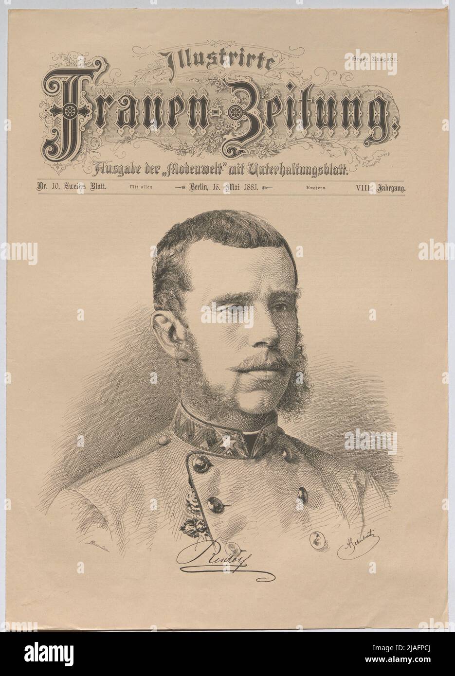 Rudolf '. Rudolf, Kronprinz von Österreich-Ungarn, 1881 (' Illustrirte Frauen-Zeitung '). August Schubert (1844-1903), Künstler, C. Angerer & Göschl, Realisation Stockfoto