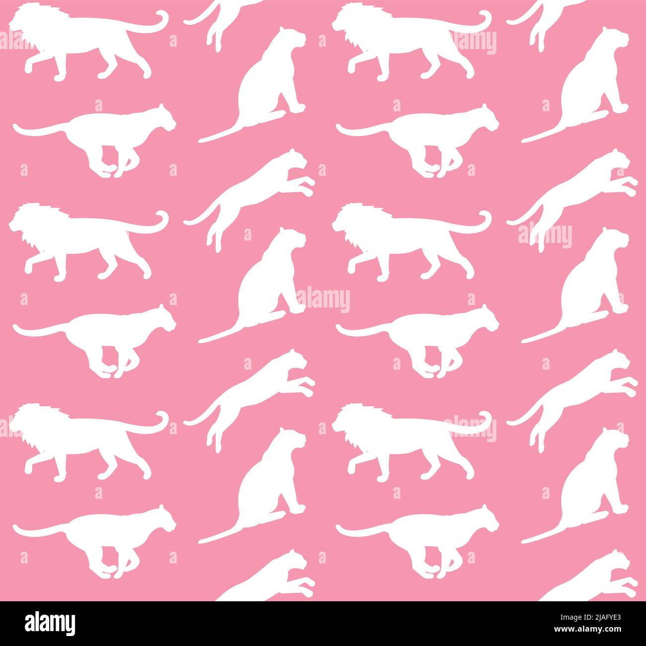 Vektor nahtlose Muster der wilden großen Katzen Silhouette isoliert auf rosa Hintergrund Stock Vektor
