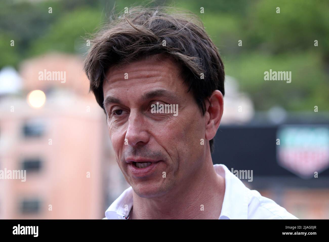 Mercedes GP Executive Director Toto Wolff betreut den Grand Prix von Monaco F1 auf dem Circuit de Monaco am 29. Mai 2022 in Monte-Carlo, Monaco. Stockfoto