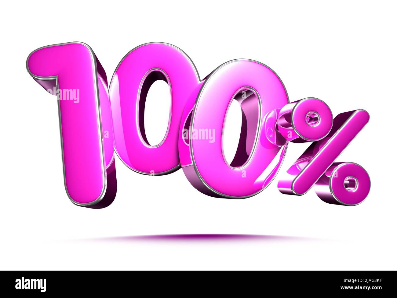 Rosa 100 Prozent 3D Illustration Zeichen auf weißem Hintergrund, Sonderangebot 100% Rabatt Tag, Verkauf bis zu 100 Prozent Rabatt, Anteil 100 Prozent, 100% Rabatt stor Stockfoto