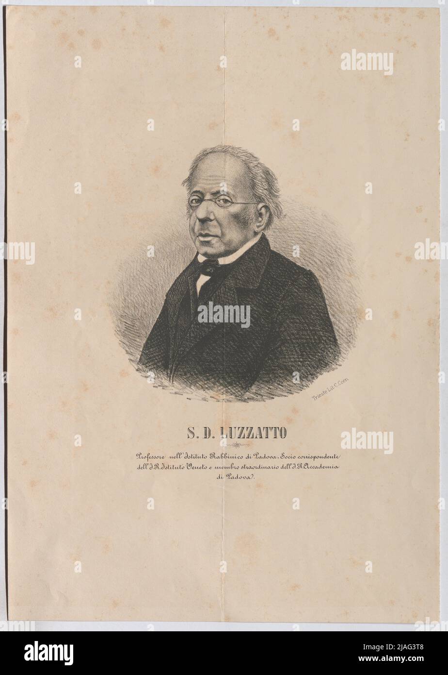 S. D. Luzzatto Professor am Rabbinischen Institut von Padua, korrespondierender Partner des I. R. Veneto Instituts und außerordentliches Mitglied der I. R. (...) '. Samuel David Luzzatto, Mosaischer Theologe unter Hebraist. Unbekannt Stockfoto