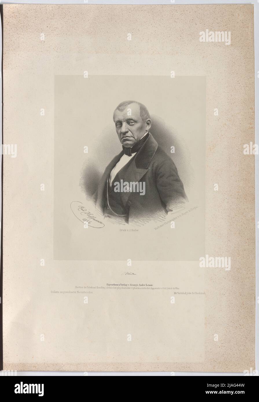 Mädler. '. Johann Heinrich von Mädler, deutscher Astronom. Rudolf Hoffmann, Lithograph, Joh. Haller, Drucker, George André Lenoir (1825-1909), Verlag Stockfoto