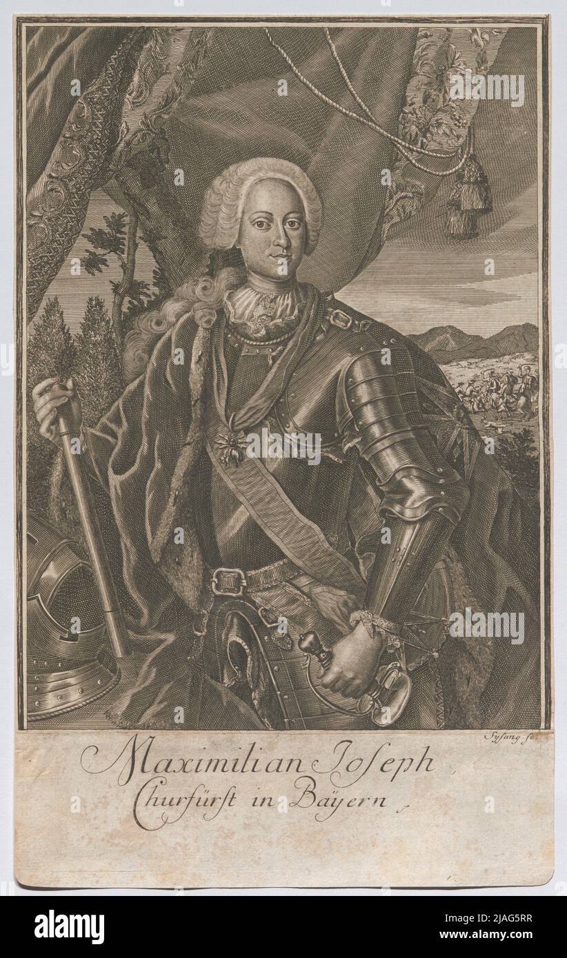 Maximilian Joseph, Churfürst in Bayern. '. Maximilian III Joseph, Kurfürst von Bayern. Johann Christoph Sysang (1703-1757), Kupferstecher Stockfoto