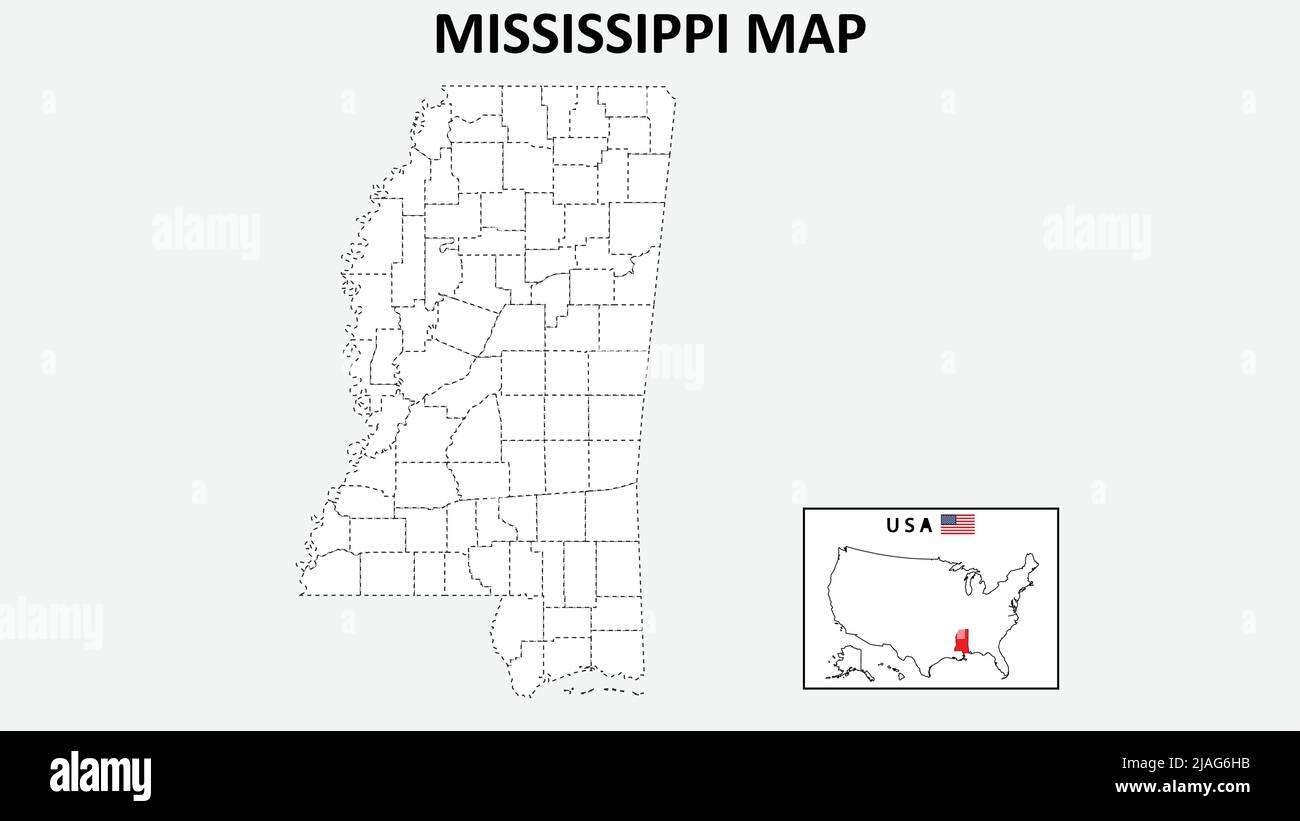 MississippiKarte. Staat und Distriktkarte von Mississippi. Politische