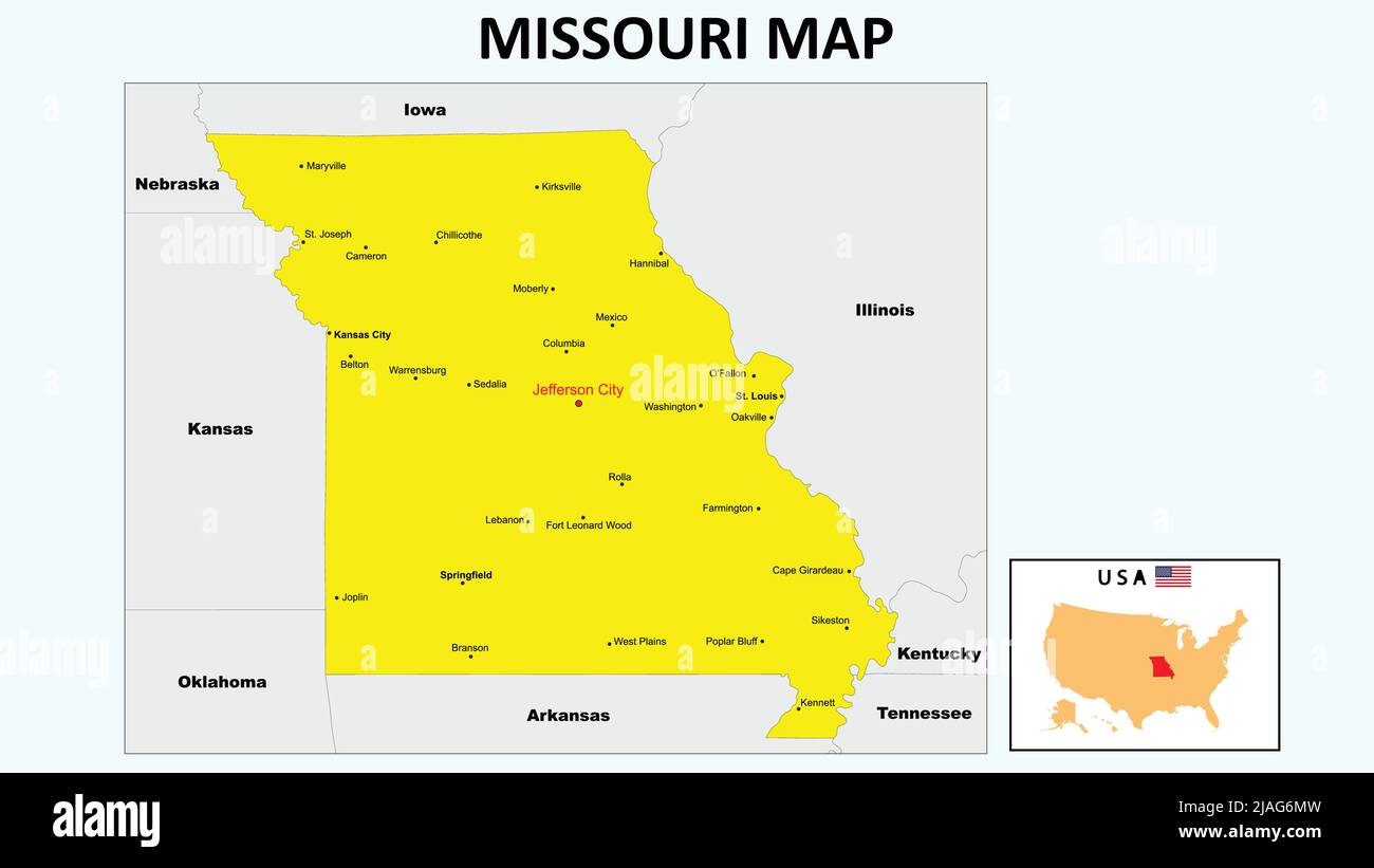 Karte Von Missouri. Staat und Distriktkarte von Missouri. Politische