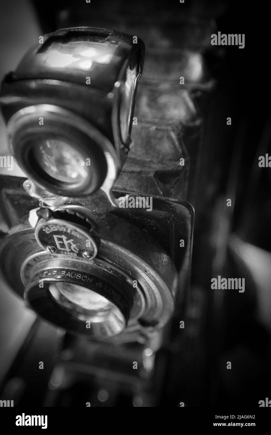 Vintage Kodak Postkartenkamera aus der Nähe Stockfoto