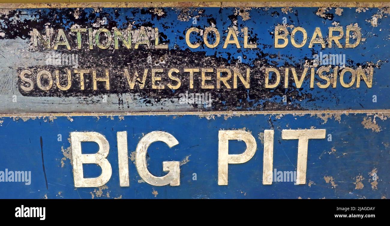 NCB, National Coal Board, altes Schild, südwestliche Division von Wales, The Big Pit, Blaenavon Stockfoto