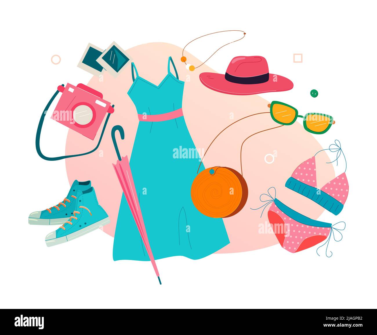 Sommer Frauen Kleiderschrank - moderne farbige Vektor-Poster Stock Vektor