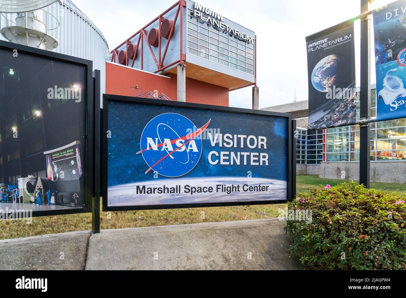 Huntsville, Alabama, USA - 29. Dezember 2021: Das Marshall Space Flight Center (MSFC) in Huntsville, Alabama, USA Stockfoto