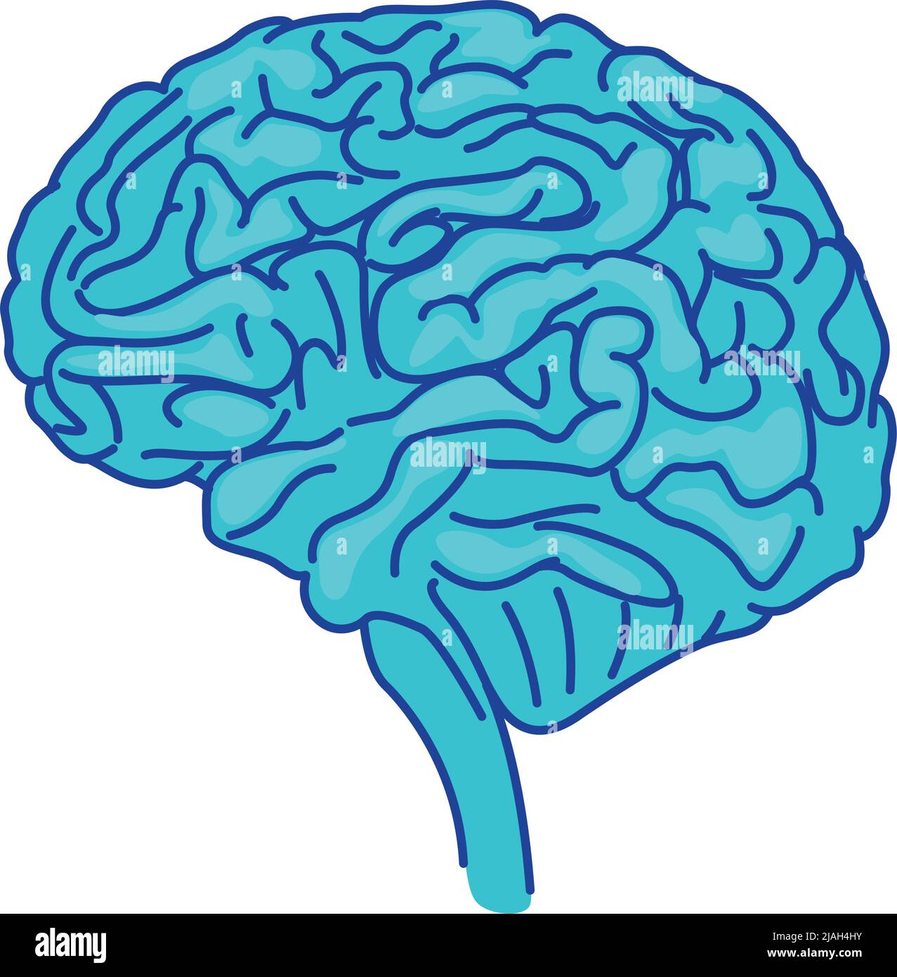 Halbflaches Farbvektorelement des menschlichen Gehirns Stock Vektor