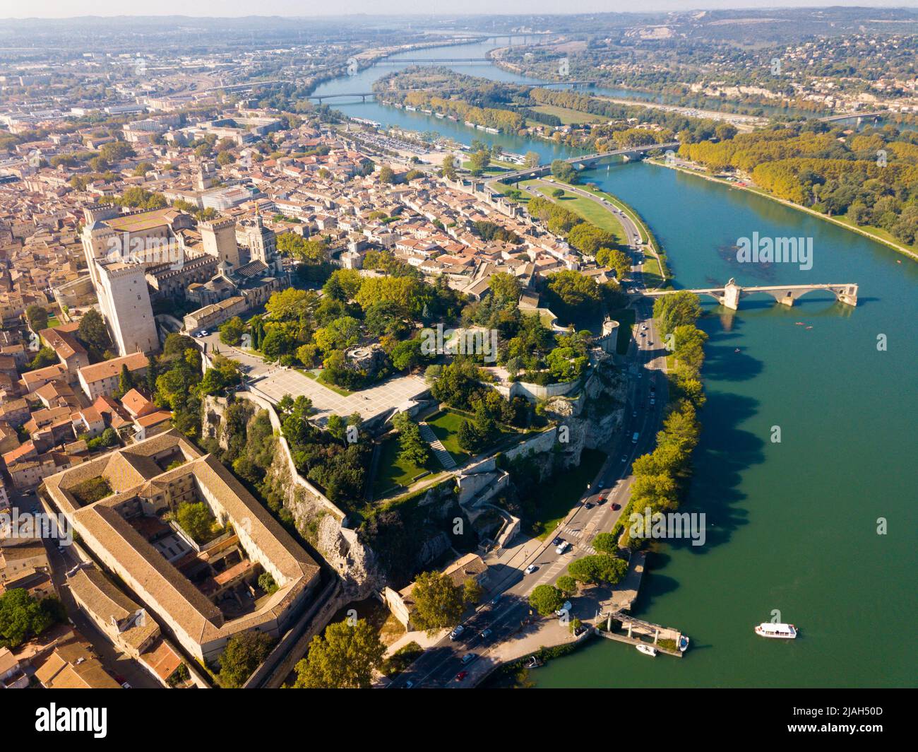 Luftaufnahme der französischen Stadt Avignon Stockfoto