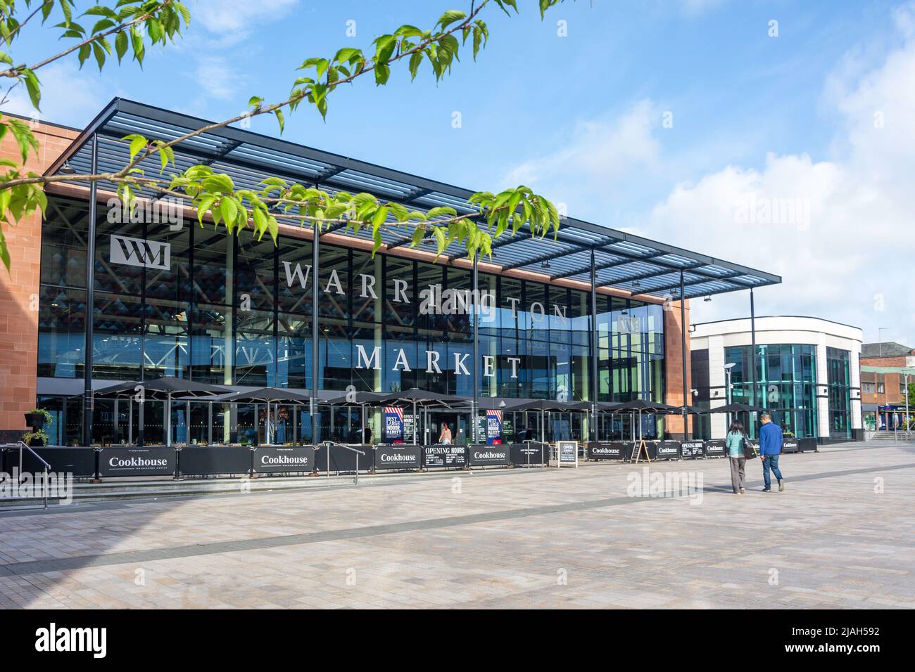 Warrington Market, Time Square, Warrington, Vereinigtes Königreich Stockfoto
