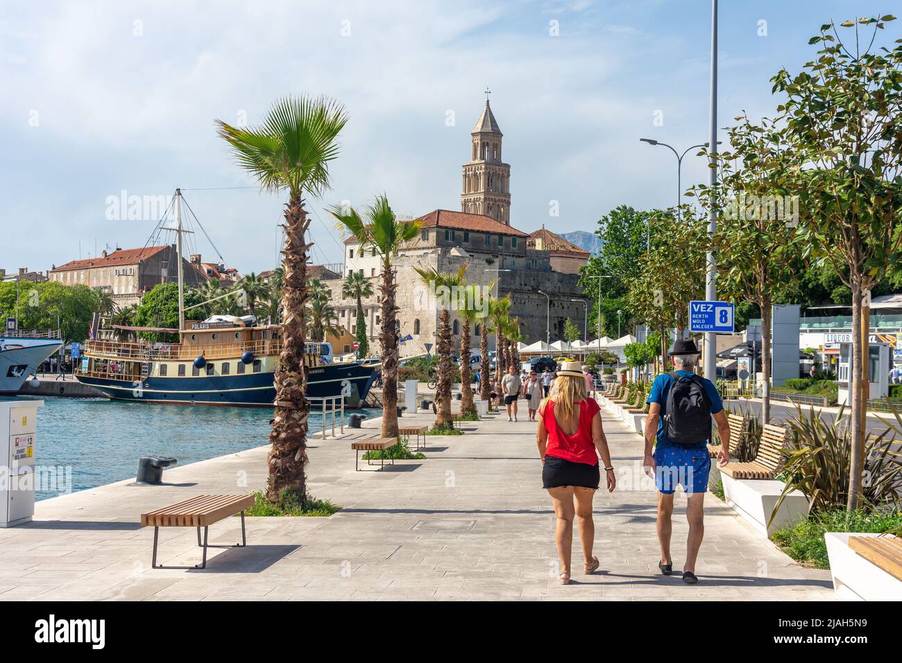 Die Riva Waterfront, Split, Split-Dalmatien, Kroatien Stockfoto