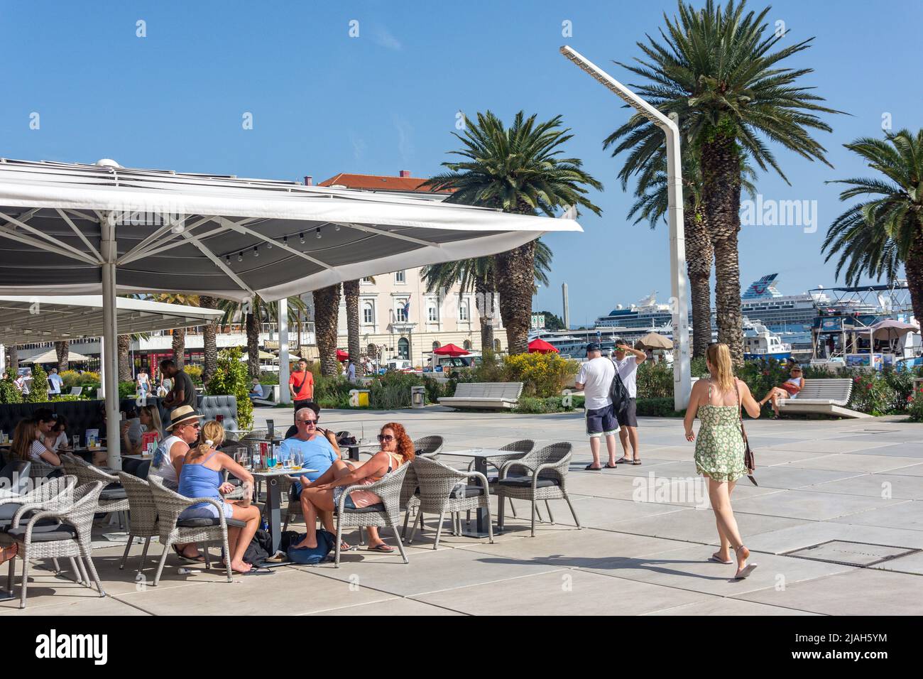 Die Riva Uferpromenade, Altstadt, Split, Split-Dalmatien, Kroatien Stockfoto