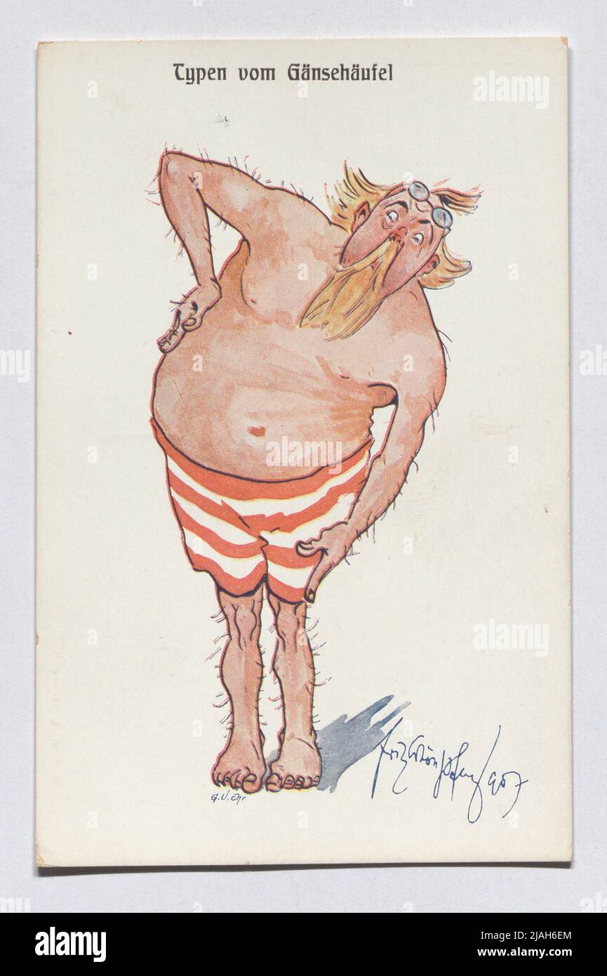 Postkarte 'Typen aus Gänsebäuel Stockfoto