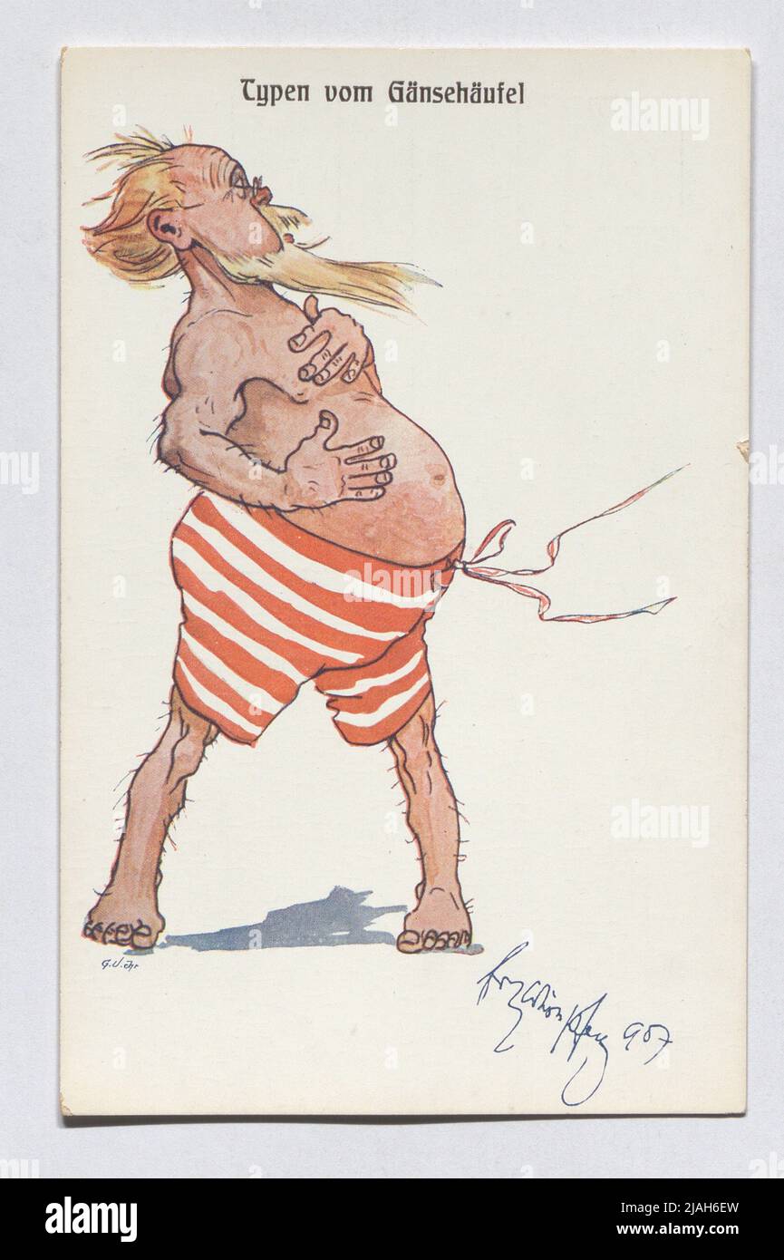 Postkarte 'Typen aus Gänsebäuel Stockfoto