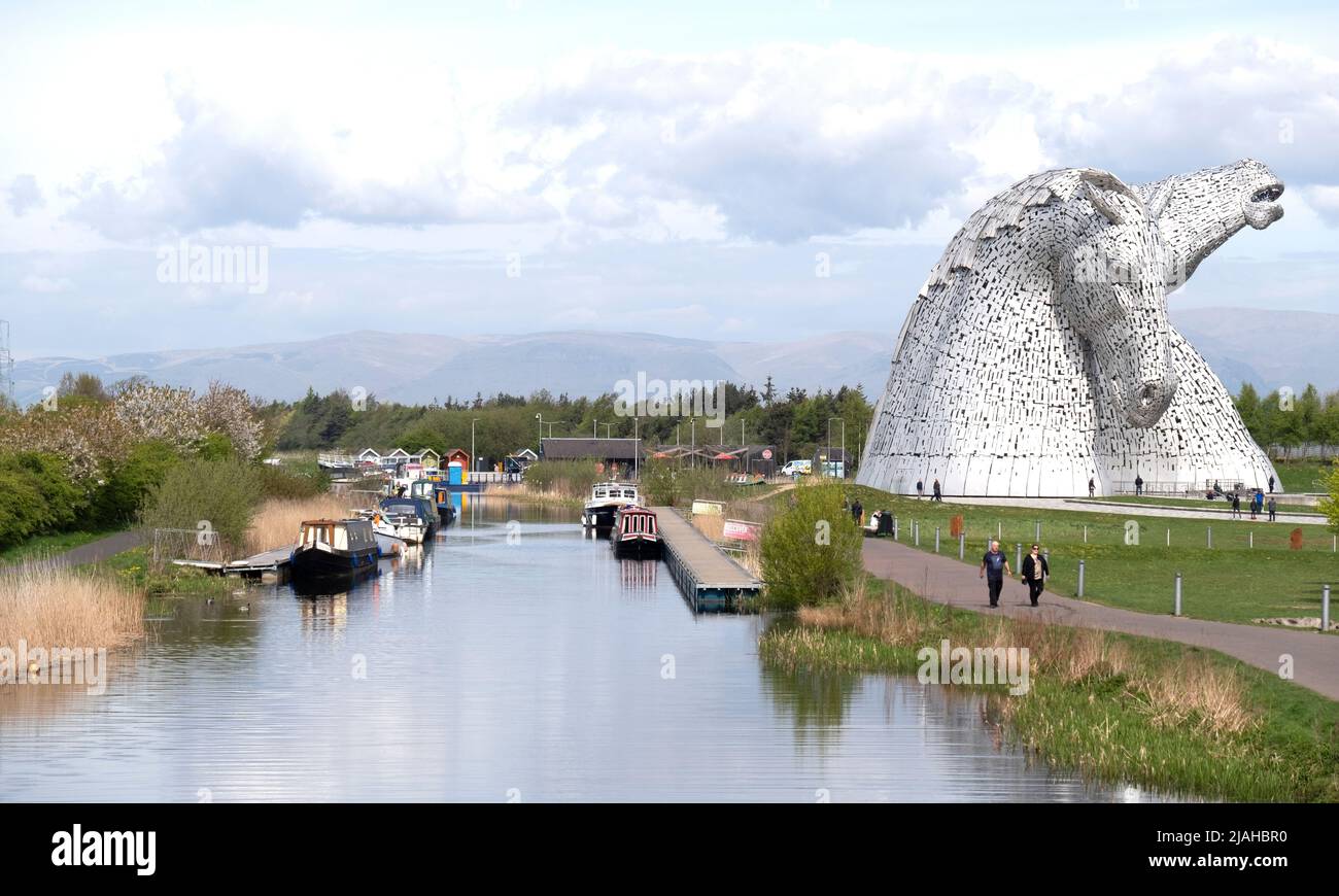 Die Kelpies Statue in Falkirk, Schottland während des Tages Stockfoto