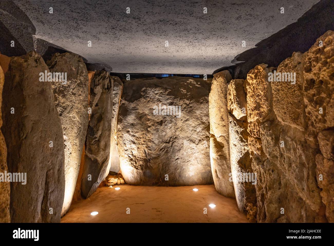 Megalithmonument von El dolmen de Soto in Huekva, Andalusien, Spanien Stockfoto