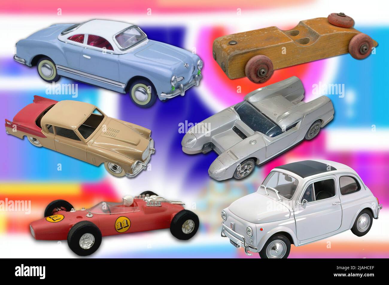 Vintage Toys - Eine Sammlung alter Spielzeugautos Stockfoto