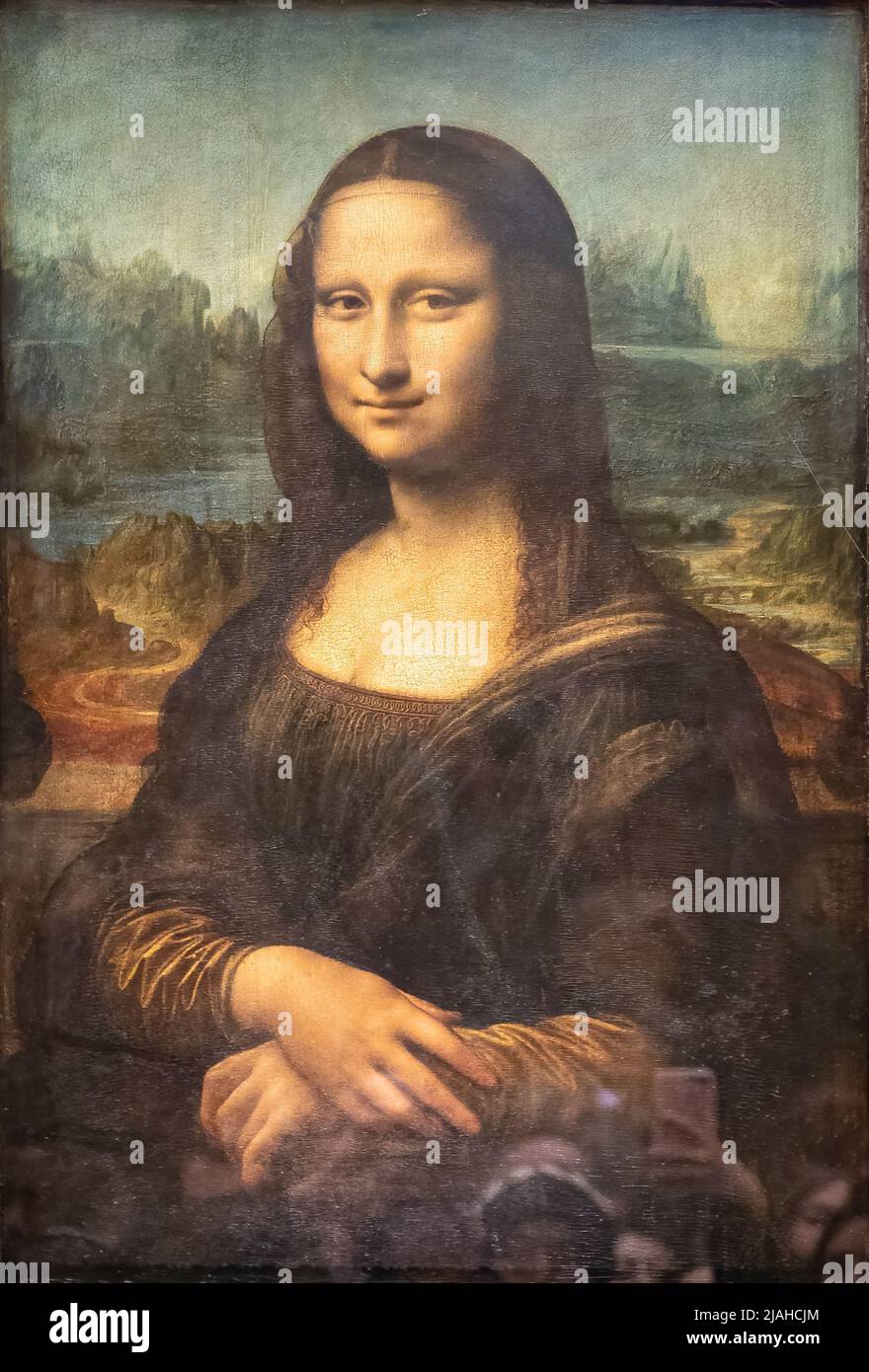 Paris, Frankreich - 18. März 2018: Mona Lisa, auch bekannt als La Gioconda oder La Joconde,16.-Jahrhundert-Porträt in Öl von Leonardo da Vinci in Floren gemalt Stockfoto