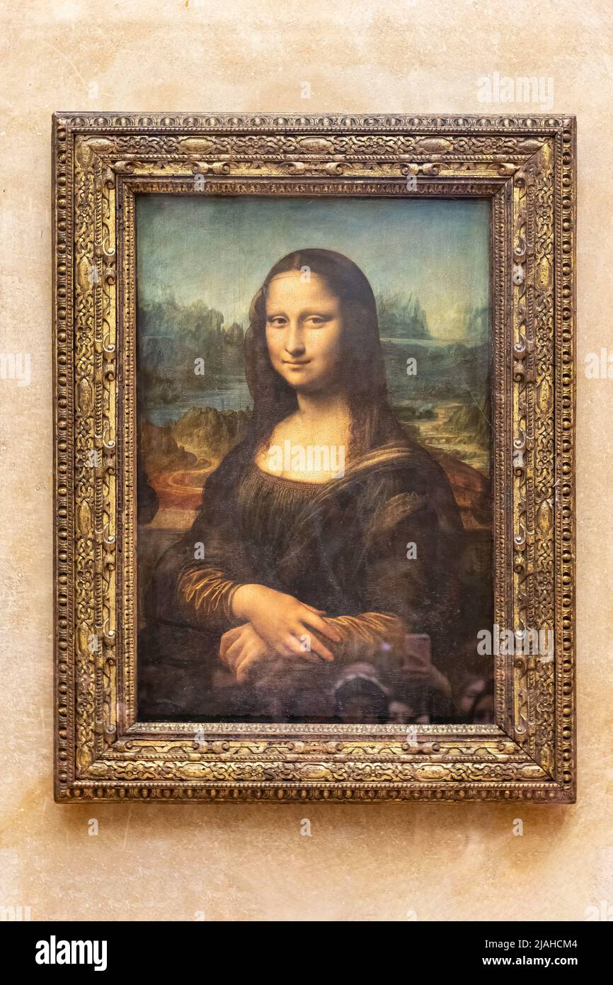 Paris, Frankreich - 18. März 2018: Mona Lisa, auch bekannt als La Gioconda oder La Joconde,16.-Jahrhundert-Porträt in Öl von Leonardo da Vinci in Floren gemalt Stockfoto