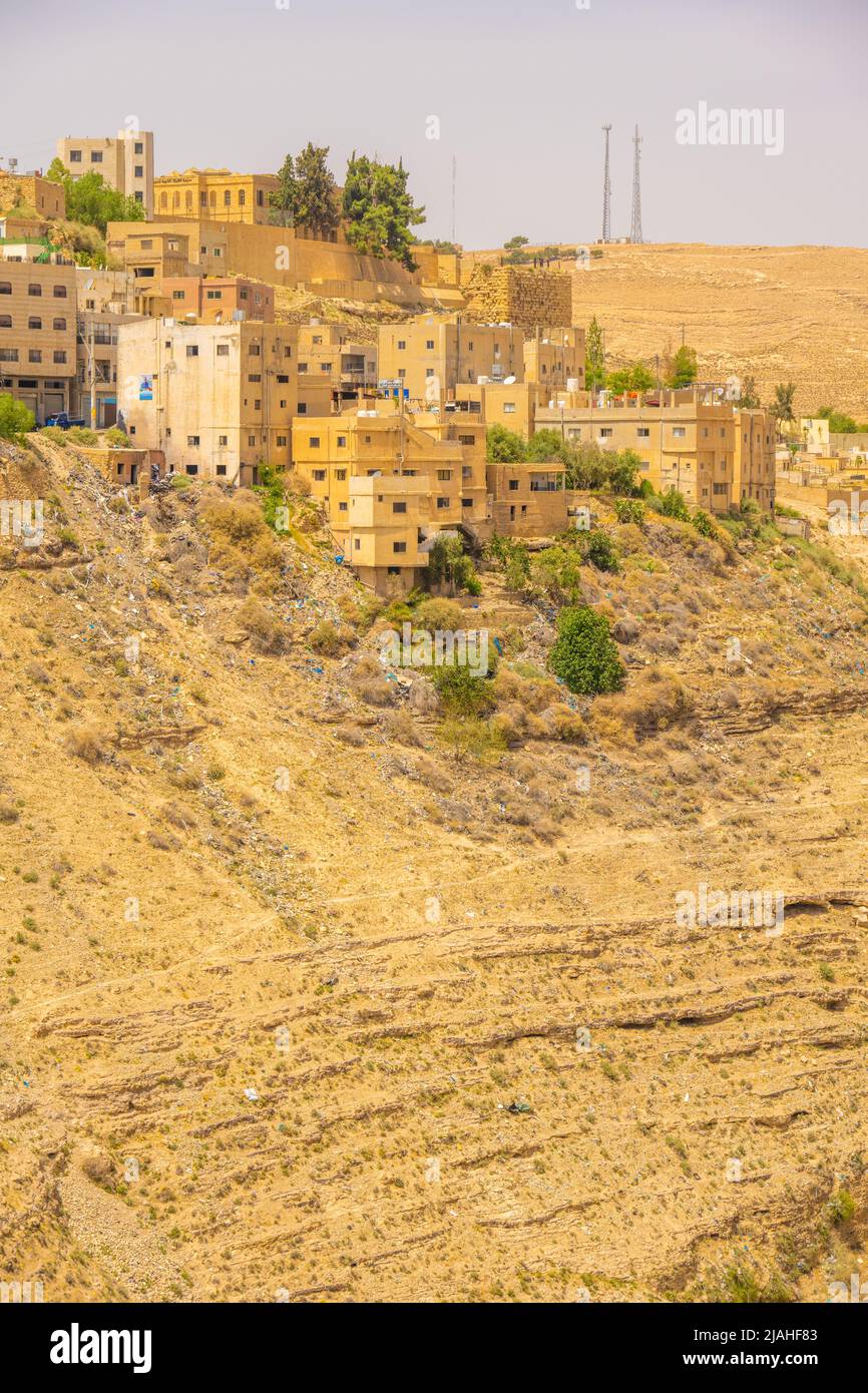 Die Stadt Al-Karak von Kerak Burg Jordanien Stockfoto