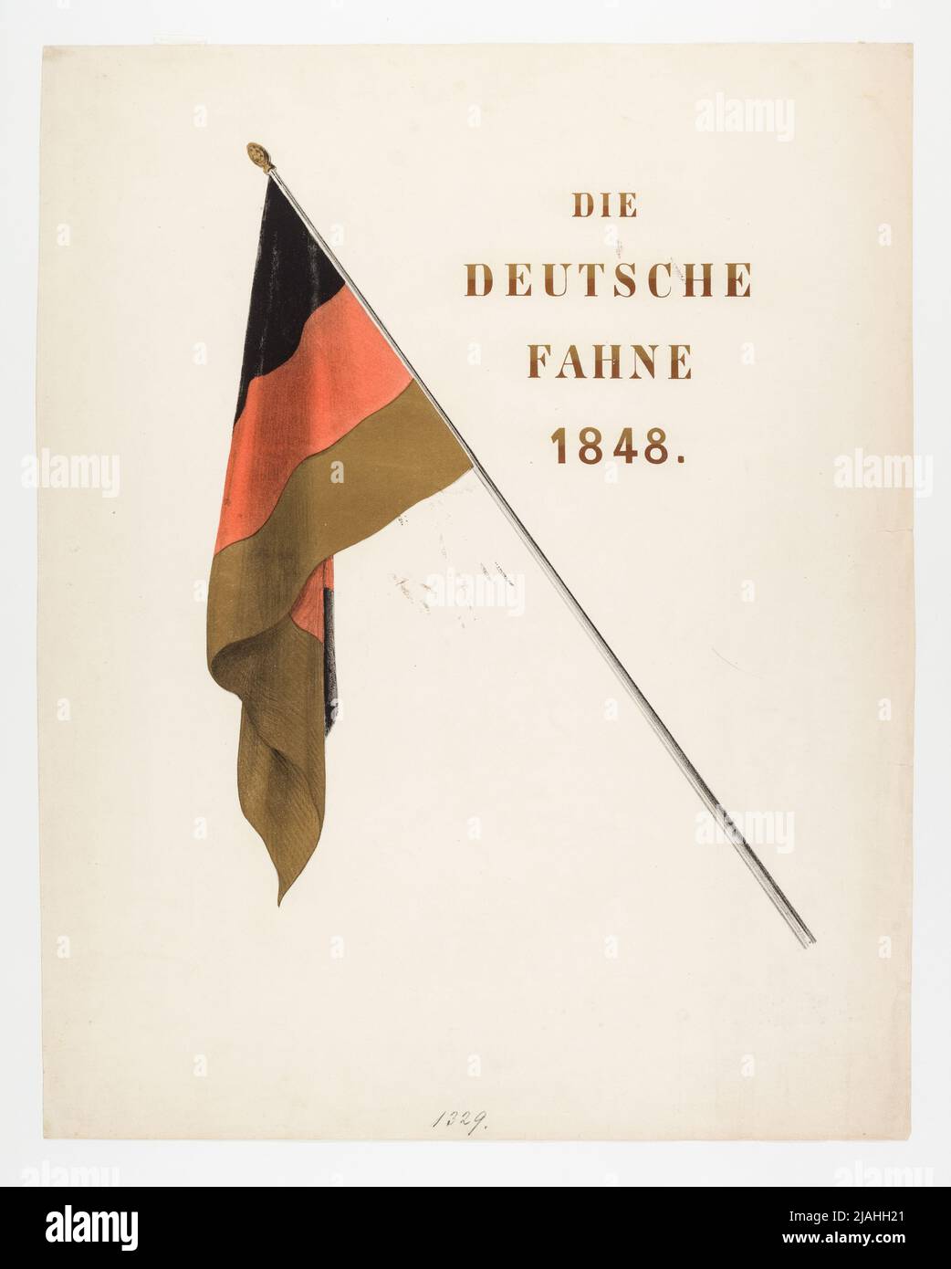 'Die / Deutsche / Fahne / 1848.' (Abbildung einer schwarz-rot-goldenen Flagge). Unbekannt Stockfoto